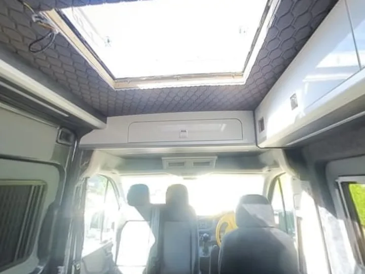 Overhead cab storage above the cab of a 2017 on VW Crafter LWB