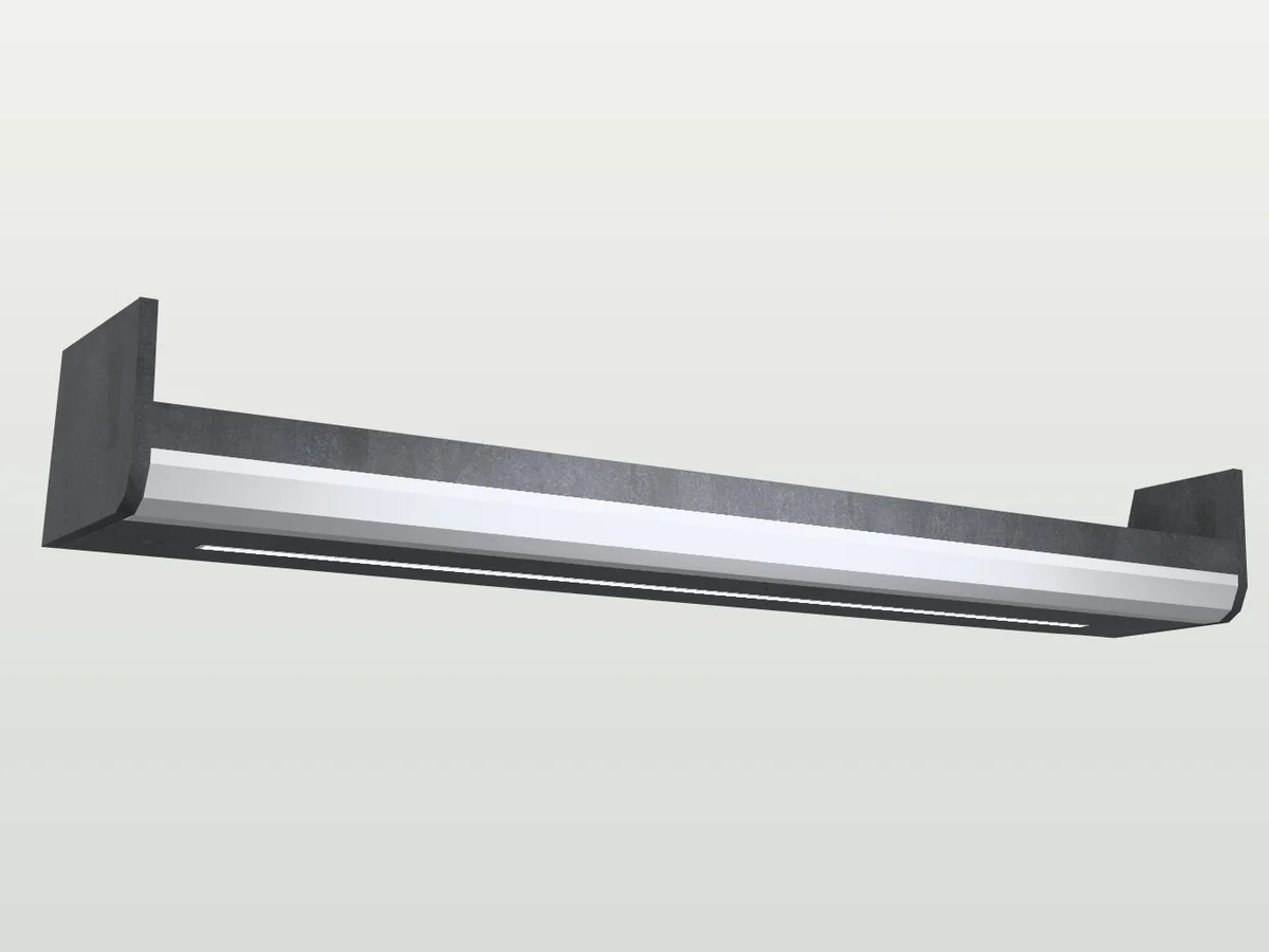 A top shelf with LED lighting, in 3D