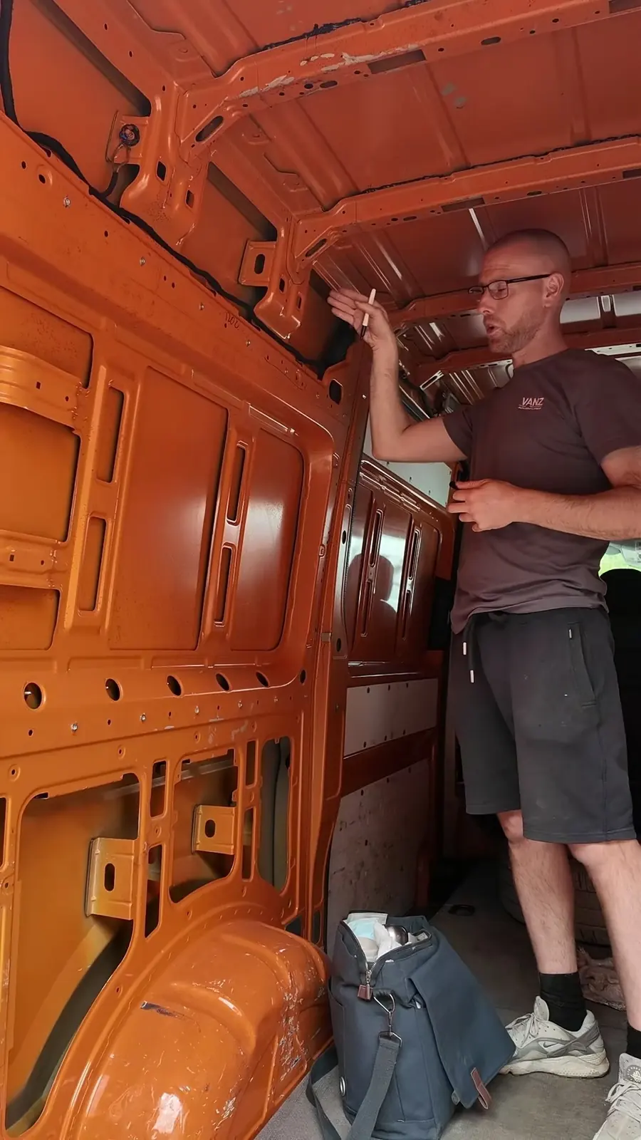 A measure up: measuring the inside of a bare van at the VANZ workshop