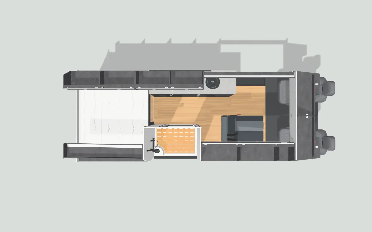 Layout 1 for the VW Crafter / MAN TGE LWB, 2017 on, in 3D