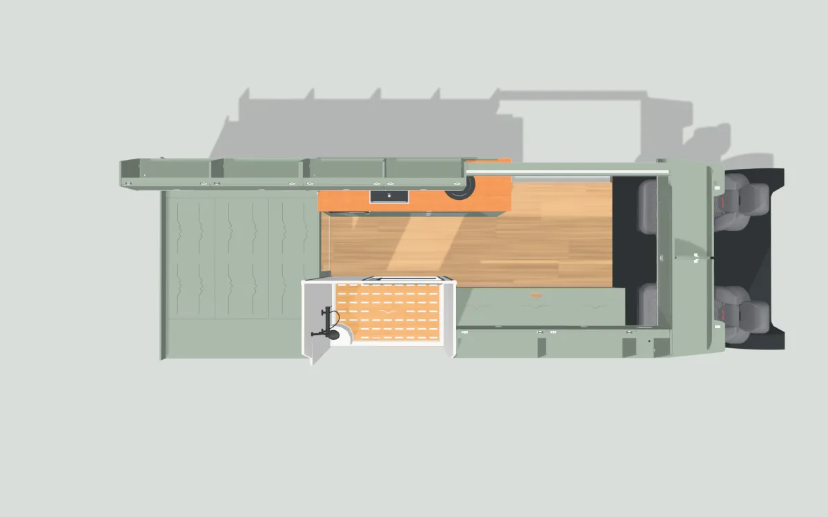 Layout 1 for the Mercedes Sprinter LWB, 2018 on, in 3D