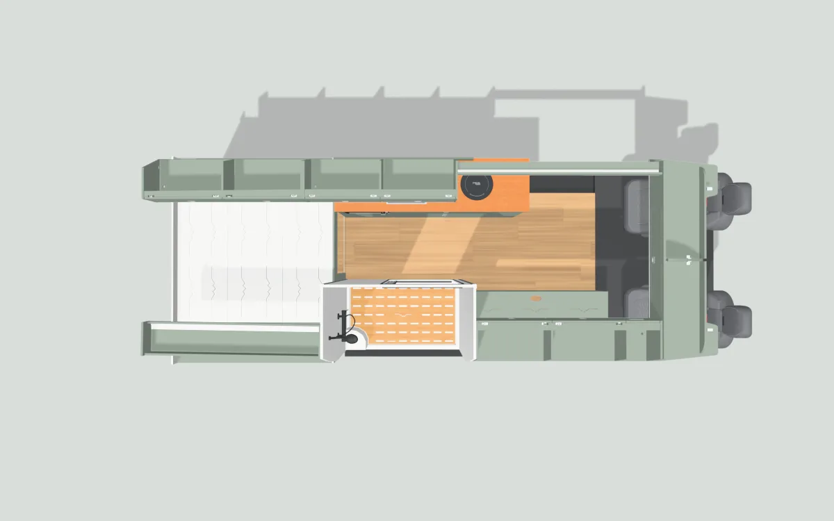 Layout 2 for the VW Crafter / MAN TGE LWB, 2017 on, in 3D